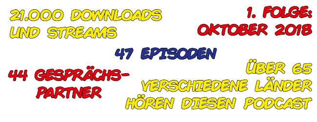 Kennzahlen (21.000 Downloads und Streams, 1. Folge: Oktober 2018, 47 Episoden, 44 Gesprächspartner, Podcast Höhrer in über 65 Ländern)